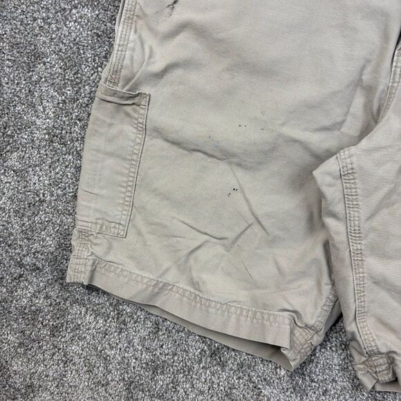 Vintage Carhartt Carpenter Shorts Mens 34 Beige Duck Canvas‎ 8" Inseam B147 - Picture 3 of 7